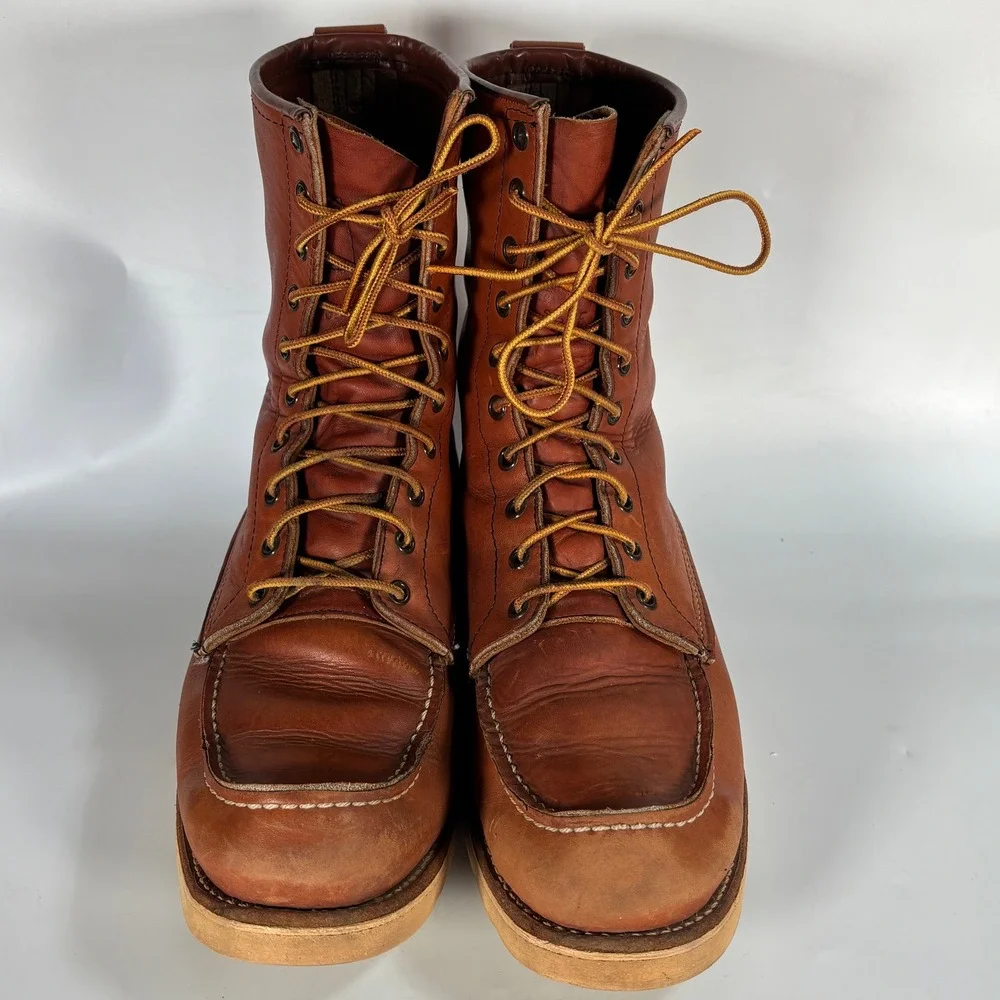 Red Wing Irish Setter 877 Men's 9D Leather Moc Toe 8 Inch Boots Brown USA Made